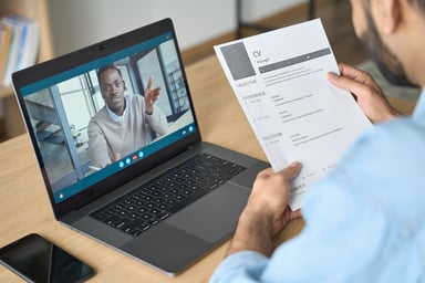person conducting an online interview