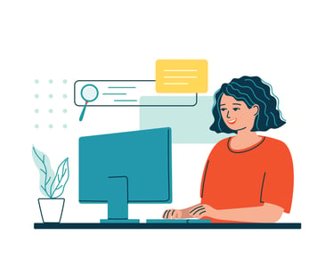 woman working at desk using a corporate elearning platform