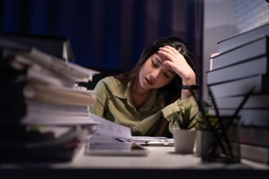 person stressed out while working