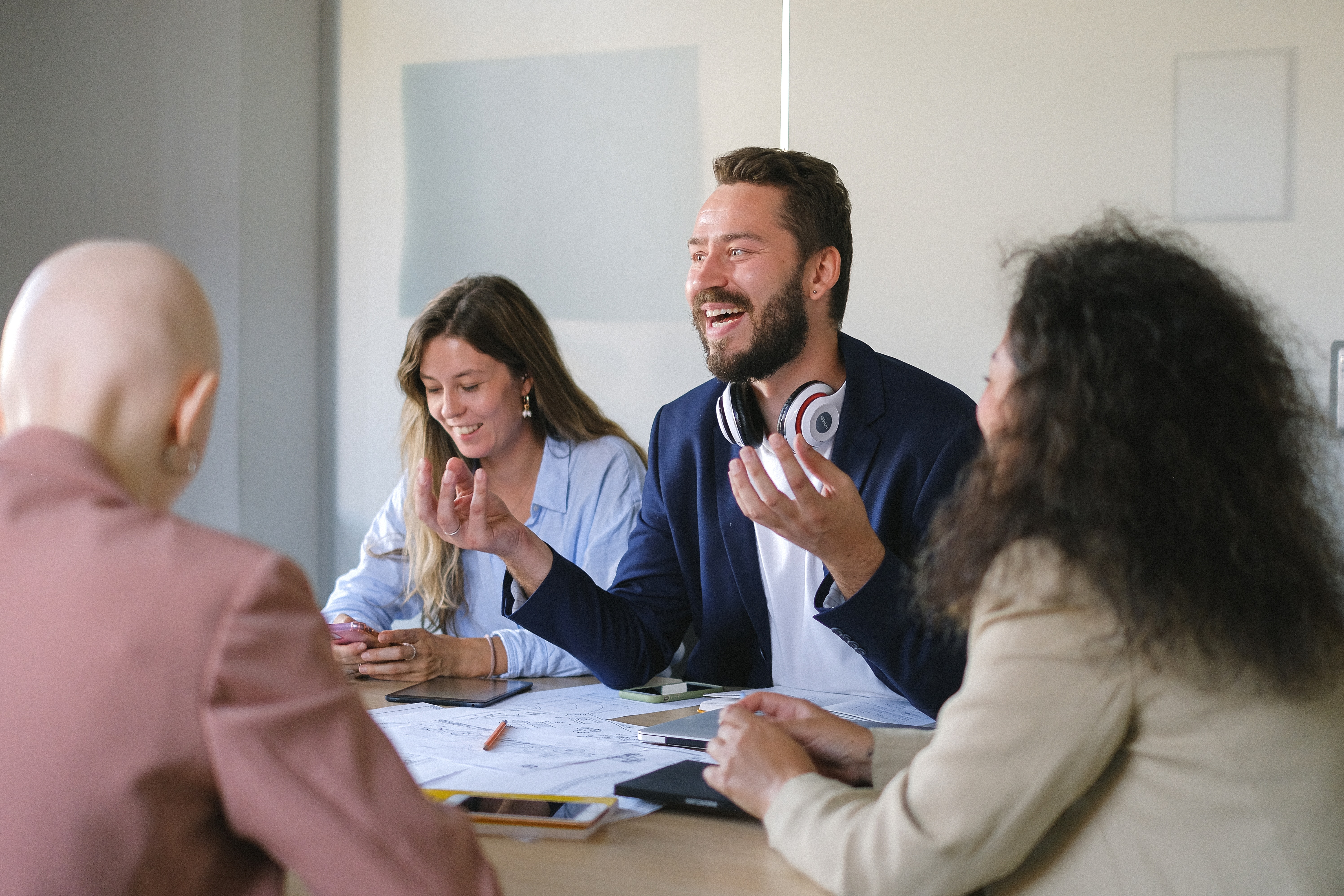 people talking during a meeting