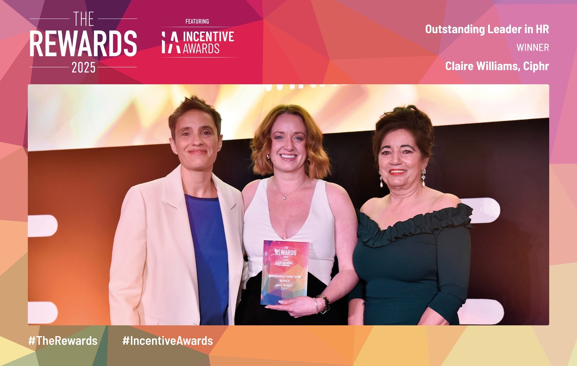 Ciphr's Claire Hawes collecting her award at The Rewards 2025