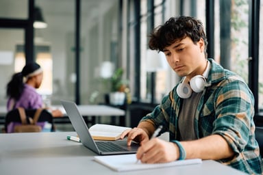 someone studying at a computer